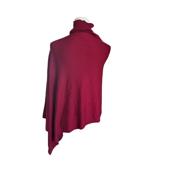 Kerisma Burgundy Asymmetrical Poncho O/S Cashmere Blend Womens Knit Wrap Poncho - Picture 6 of 7
